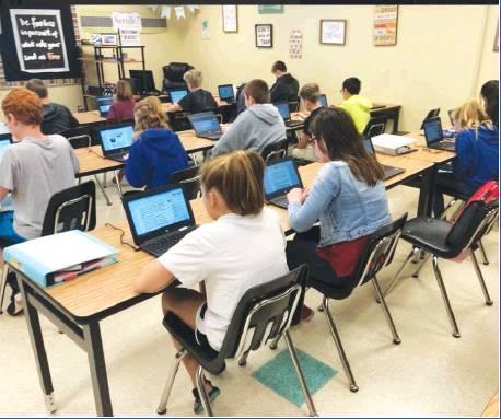 Photo provided/For The Newcastle Pacer                                The NMS Tech/Keyboarding/Yearbook classroom got a BIG upgrade this weekend! Students were excited as they entered and saw new tables, chairs and Chromebooks! The new Chromebooks a