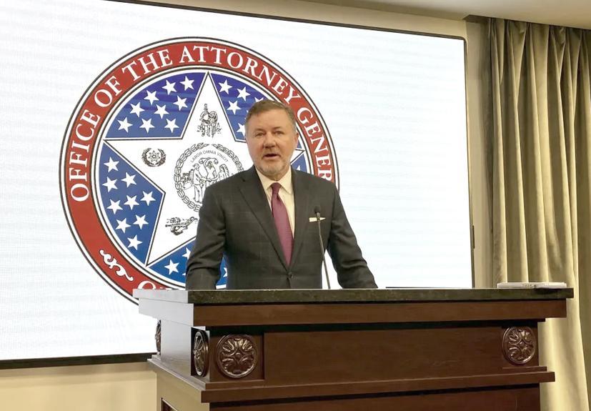 Oklahoma State Attorney General Gentner Drummond said his office plans to contract with outside law firms to help with a possible lawsuit against energy market manipulators. Drummond made the announcement at a press conference Tuesday, July 18, 2023.