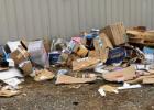 Recycling site littered with materials